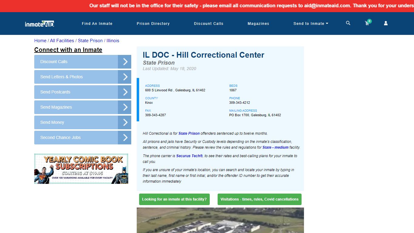 IL DOC - Hill Correctional Center & Inmate Search ...