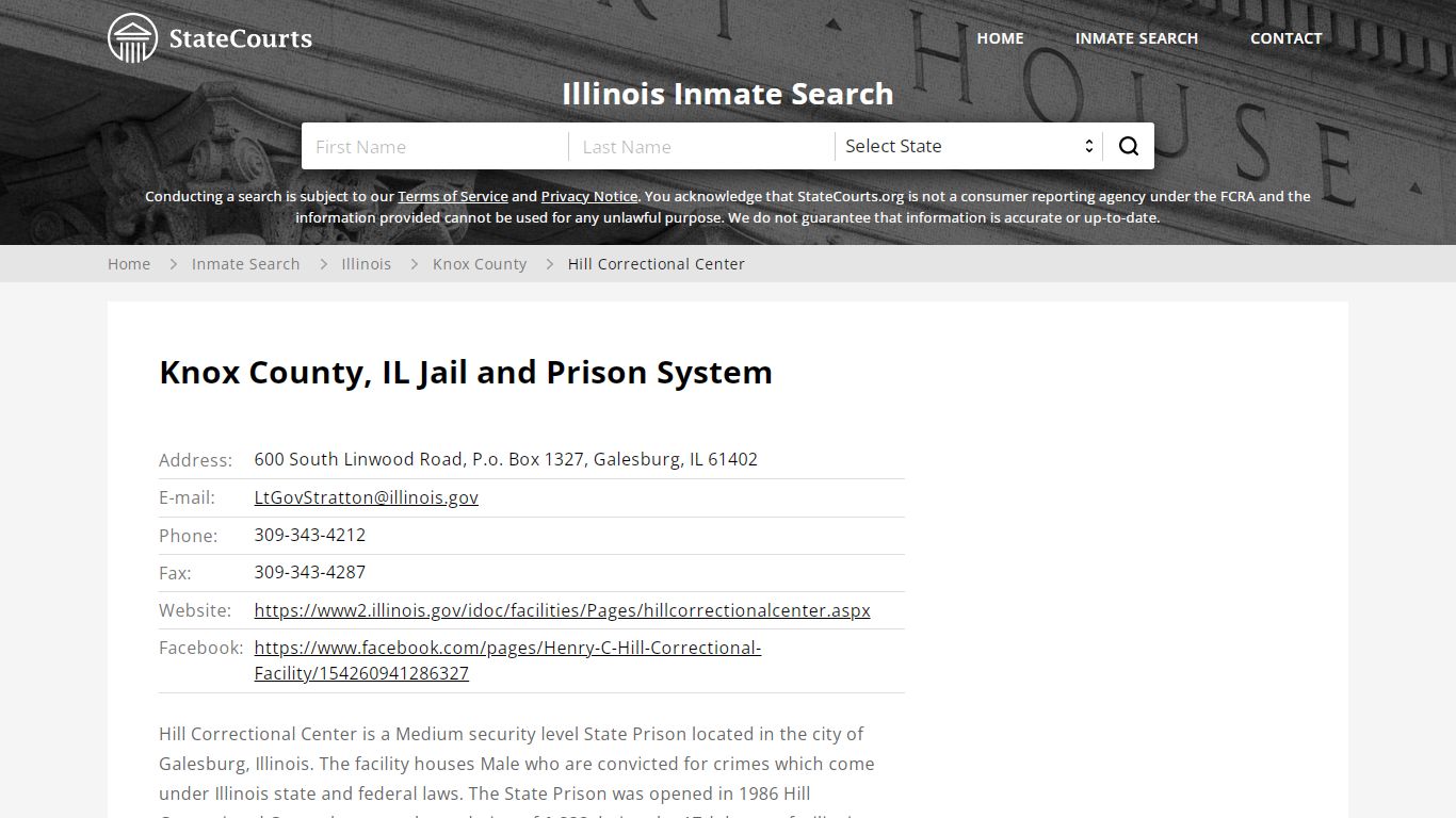 Hill Correctional Center Inmate Records Search, Illinois ...